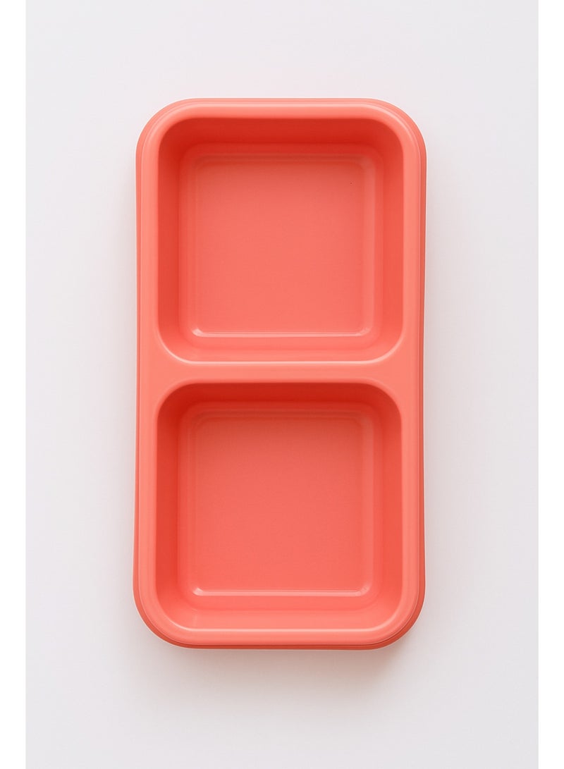 Pet Feeding Plate, 2 Section Divided Food Bowl, 3 Colors, Pink or Green or Blue - Image 2